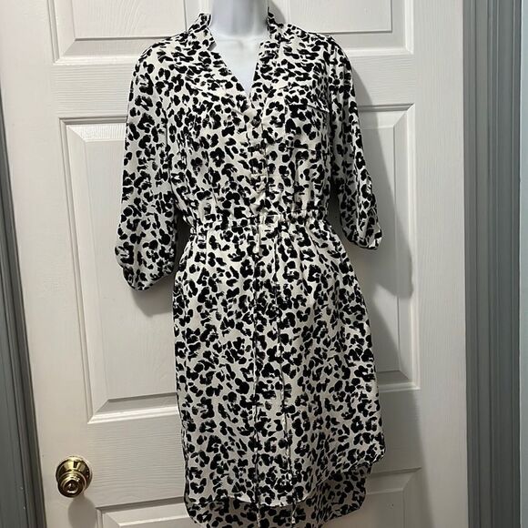Drawstring Tie Waist Shirt Dress - Picture 1 of 5